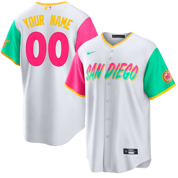 Men's San Diego Padres Active Player Custom White City Connect Cool Base Stitched Baseball Jersey